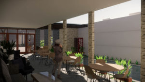 Desain Guest House dan Cafe dengan Kolam Renang