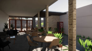 Desain Guest House dan Cafe dengan Kolam Renang