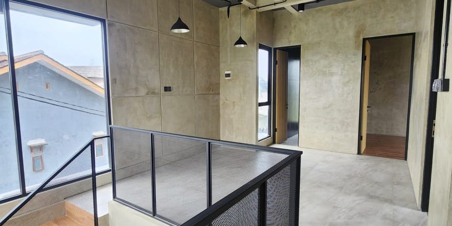 rumah dua lantai tema industrialis