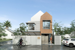 rumah dua lantai tema industrialis