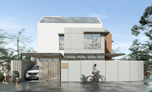 rumah dua lantai tema industrialis